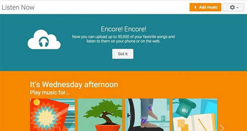 Giao diện Google Play Music