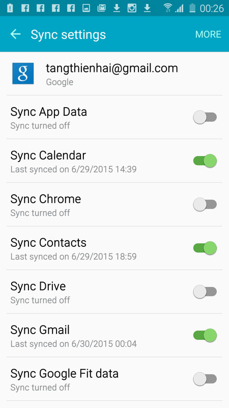 Tuy chỉnh Google Sync