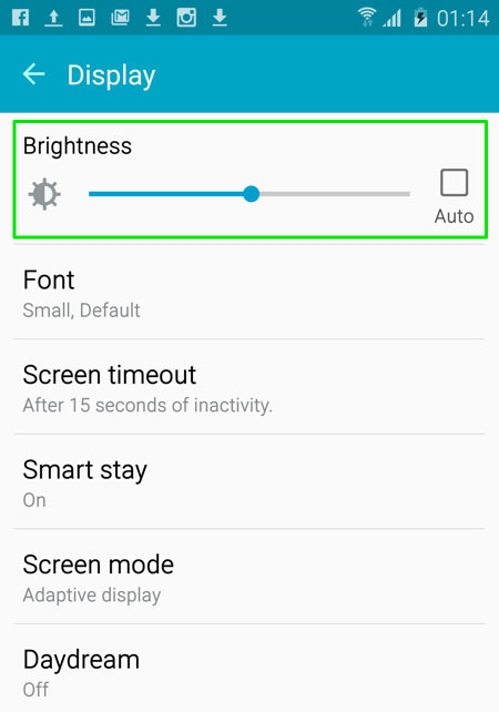 Độ sáng và tự động tắt màn hình
