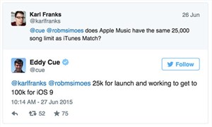 Apple Music cho mỗi người upload tối đa 100.000 bài nhạc?