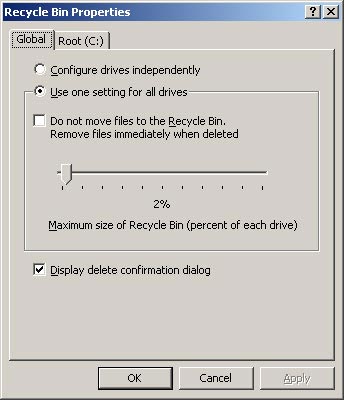 Recycle Bin Properties