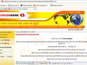 Website Techcombank bị hack do lỗi máy chủ FPT