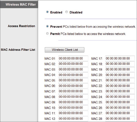 Lọc địa chỉ MAC trên mạng không dây