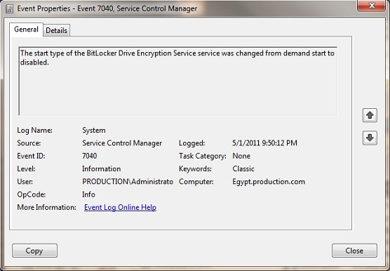 Đôi khi các entry của bản ghi sự kiện có thể cho bạn biết chính xác dịch vụ nào bị lỗi không thể khởi chạy