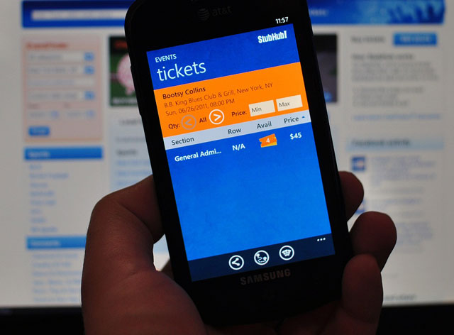 Xuất hiện ứng dụng StubHub cho Windows Phone
