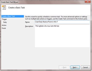 Sao lưu Windows 7 mỗi ngày 