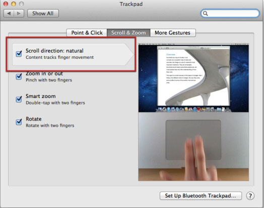 Đổi cách cuộn trang trong Lion