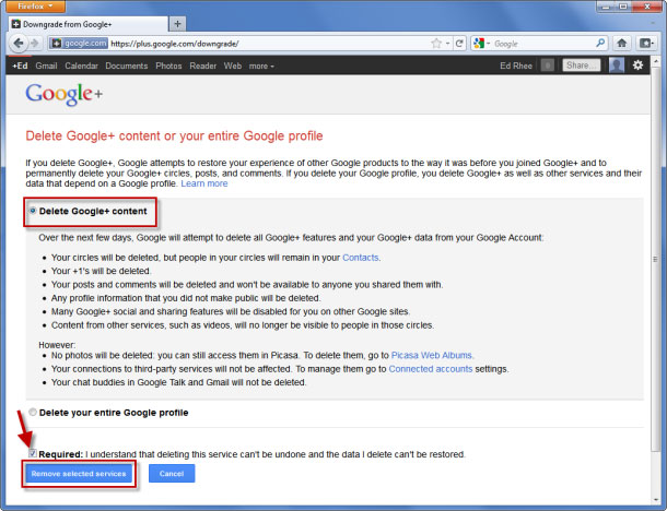 Xoá tài khoản Google+ của bạn