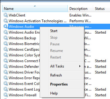 kích hoạt audio service