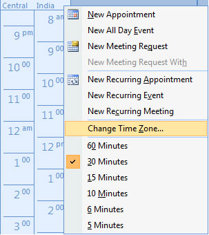 Bổ sung múi giờ trong Outlook Calendar