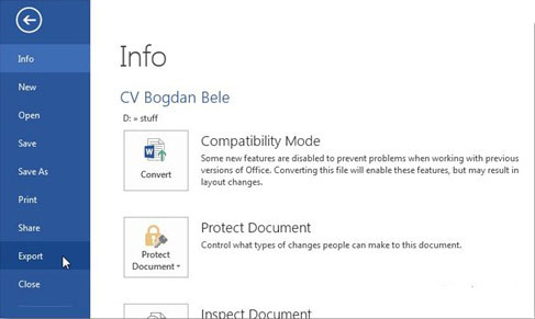 Lưu tài liệu Office 2013 thành file PDF