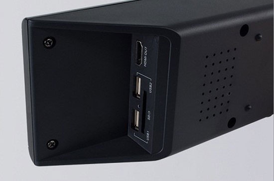 Cổng USB hỗ trợ kết nối với ổ cứng gắn ngoài dung lượng tối đa lên đến 2 TB Loa soundbar chạy hệ điều hành Android