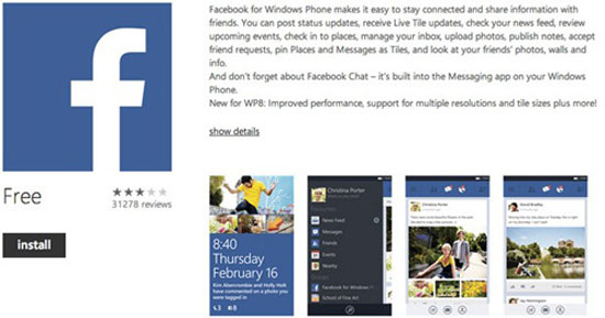 Facebook 5.0 phiên bản chính thức đã có mặt trên Windows Phone 8 Facebook trên Windows Phone 8 "thoát xác" beta