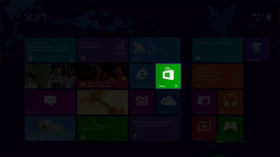 Để vào kho ứng dụng trên Windows 8, bạn chuyển qua màn hình Start, chọn ứng dụng Store Hướng dẫn "đi chợ" trên Windows 8