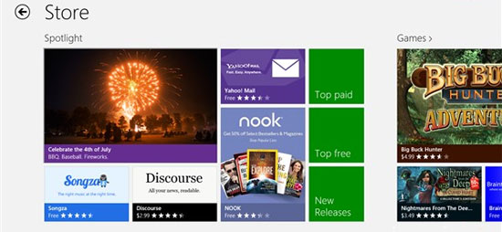 Microsoft đã bày sẵn những mặt hàng bán chạy của hãng lên một gian trưng bày đầu tiên Hướng dẫn "đi chợ" trên Windows 8
