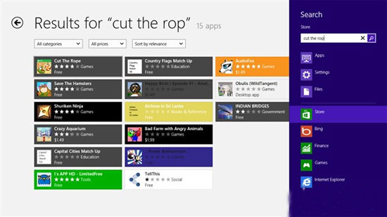 Để tìm mua một ứng dụng nào đó người dùng có thể từ màn hình Start bạn bấm phím Windows( cửa sổ) + Q Hướng dẫn "đi chợ" trên Windows 8