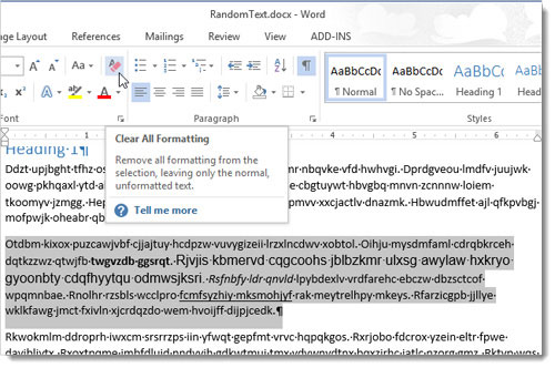 Hủy định dạng văn bản trong Word 2013