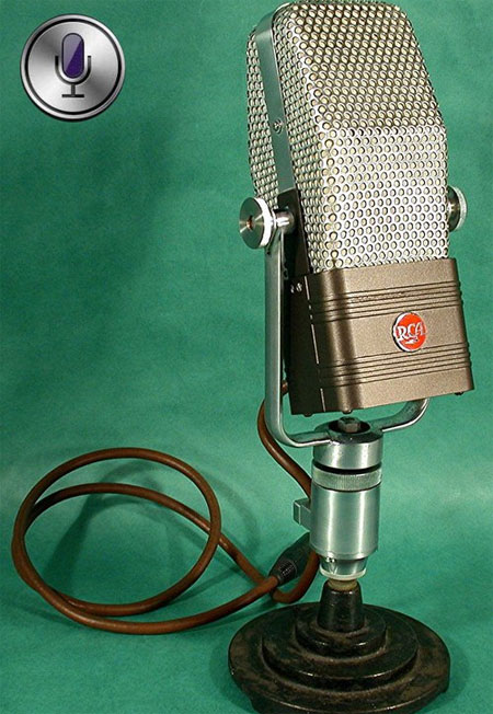 Biểu tượng Siri trên iOS lại có thiết kế giống với các mẫu microphone cổ từ đầu thế kỷ 20. Nguồn gốc các biểu tượng trên sản phẩm Apple