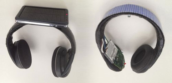 OnBeat Solar (bên phải) được tích hợp pin sạc 1000 mAh bên trong mỗi củ tai. Tai nghe OnBeat Solar hỗ trợ sạc pin cho thiết bị di động