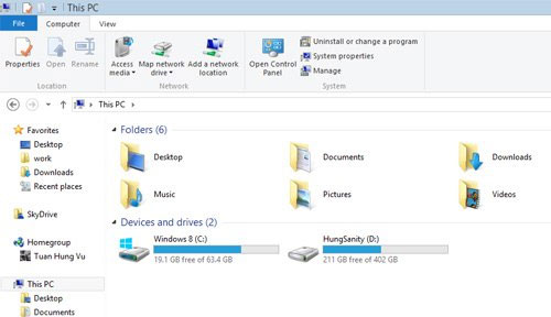 Folder xuất hiện trên các ổ cứng trong This PC. Những thủ thuật hay cho Windows 8.1 Preview
