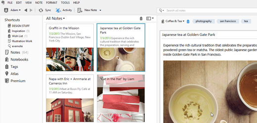 Dạng xem Danh thiếp mới. Ứng dụng ghi chú Evernote cập nhật phiên bản dành cho Windows