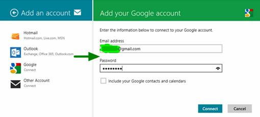 Chọn Account, sau đó nhấn vào liên kết Add an account Khắc phục lỗi khi thêm tài khoản e-mail trên Windows 8