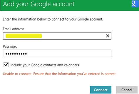Không thể thêm tài khoản Gmail Khắc phục lỗi khi thêm tài khoản e-mail trên Windows 8