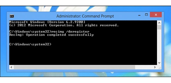 Gõ lệnh recimg /deregister Tạo điểm phục hồi tuỳ chỉnh cho Windows 8