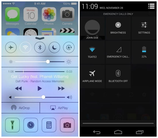 Control Center khi độ Android Hướng dẫn "độ" Android "màu mè" như iOS 7