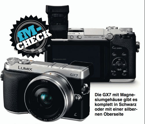 GX7 có thiết kế giống X-M1 của Fujifilm. Panasonic GX7 xuất hiện với cảm biến tích hợp chống rung
