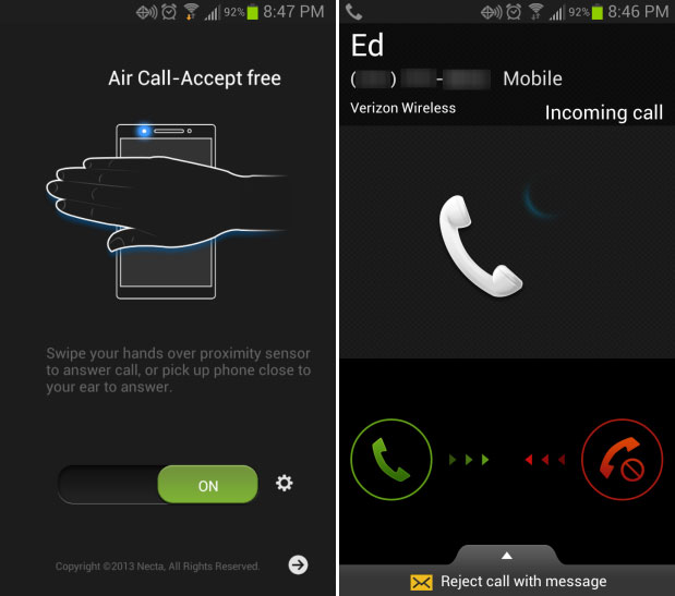 Air Call-Accept Tính năng vẫy nhận cuộc gọi đã có ở các máy Android