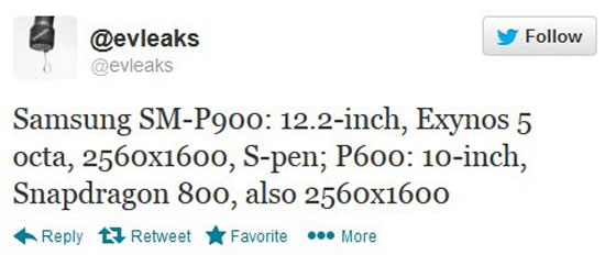 Evleaks tiết lộ cấu hình của hai tablet mới do Samsung sản xuất. Nexus 10 mới có thể dùng chip Snapdragon 800 bốn lõi