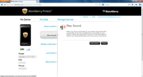 Cách tìm điện thoại BlackBerry 10 bị thất lạc