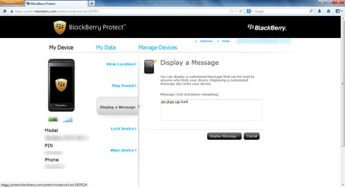 Cách tìm điện thoại BlackBerry 10 bị thất lạc