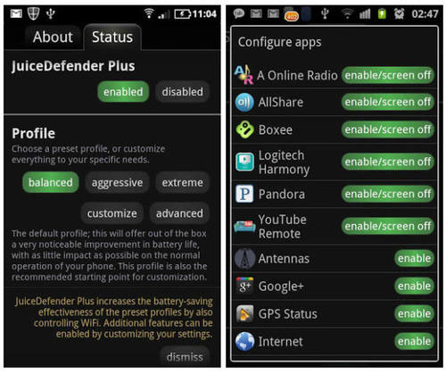 Juice Defender 5 ứng dụng kéo dài pin cho điện thoại Android