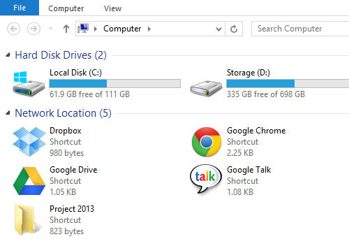 Click chuột phải vào thư mục mong muốn, nhấn Creat Shortcut. Tạo Shortcut trong My Computer trên Windows 7 và 8