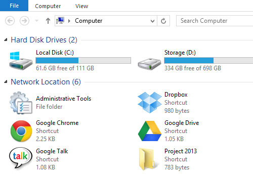 Sau đây là kết quả cuối cùng Tạo Shortcut trong My Computer trên Windows 7 và 8