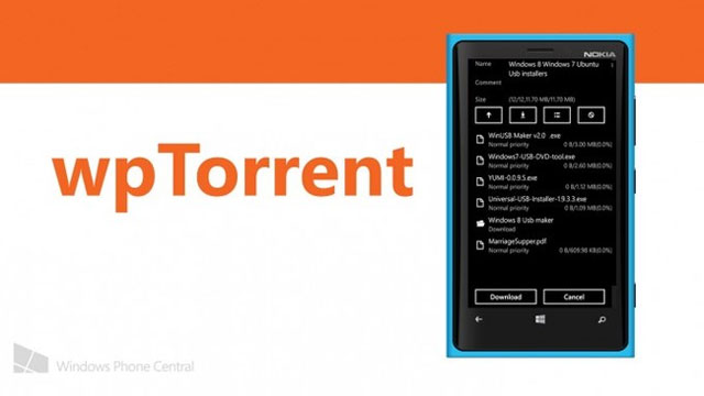 wpTorrent - Ứng dụng tải Torrent cho Windows Phone