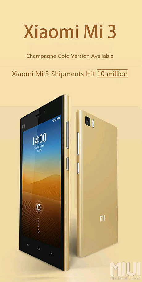Xiaomi MI3 Xiaomi đã bán được 10 triệu MI3