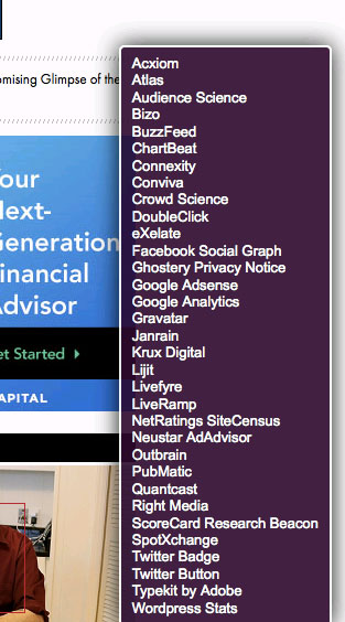 Re/code dùng tới... 33 dịch vụ theo dõi ngầm Mỗi trang web có hơn 20 dịch vụ theo dõi người dùng