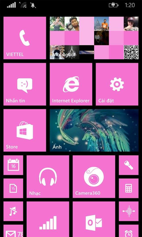 Hoạt động WiFi có thêm mũi tên nhỏ cho biết sự tải lên/xuống data qua WiFi Lumia 925 và 625 Việt Nam đã lên Cyan từ 12h đêm