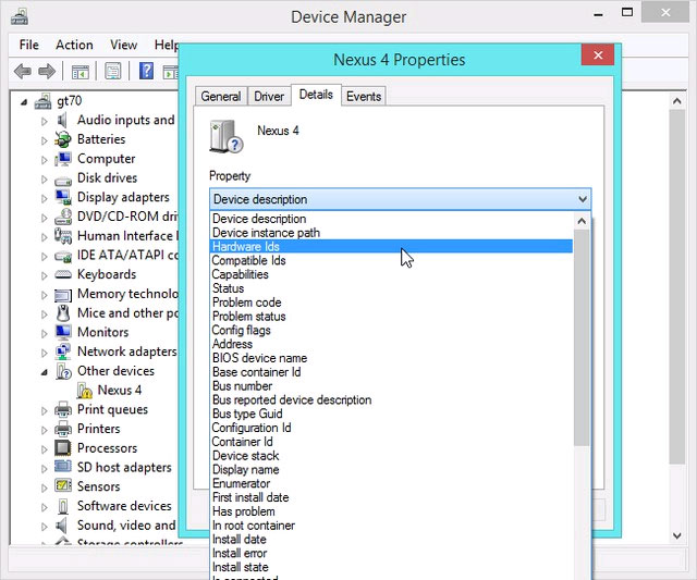Nhấn vào tab Details và chọn tiếp Hardware Ids  Cách nhận biết và cài đúng driver còn thiếu cho Windows?