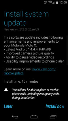 Smartphone Moto X Moto X nhận bản cập nhật Android 4.4.4 với một số cải tiến nhỏ