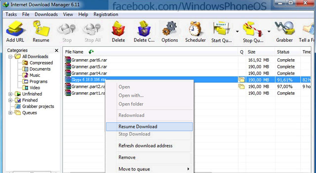 Click chuột phải file đang download chọn Properties Hướng dẫn sửa lỗi download 99% bị dừng lại trên IDM