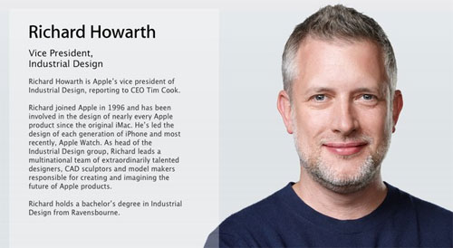 Apple bổ nhiệm Jony Ive làm trưởng bộ phận thiết kế Richard Howarth