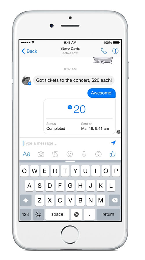 Facebook Messenger bắt đầu cho phép người dùng chuyển tiền cho bạn bè Giao diện chuyển tiền của Facebook Messenger