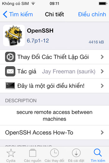 Tìm và cài OpenSSH Hướng dẫn hạ cấp iPhone 4s và iPad 2 về iOS 6.1.3