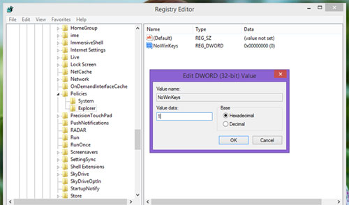 Vô hiệu hóa phím tắt Lockscreen trên Windows Vô hiệu hóa toàn bộ tổ hợp phím WIN + Phím tắt