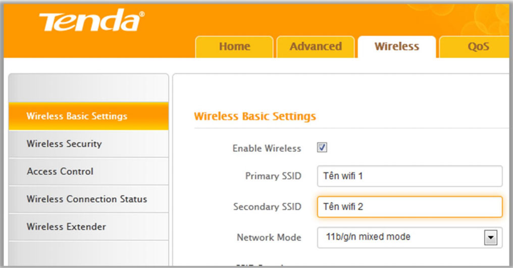 Cấu hình Router Wireless Tenda W311R Cấu hình cho Wifi