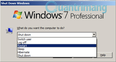 Khởi động lại máy tính